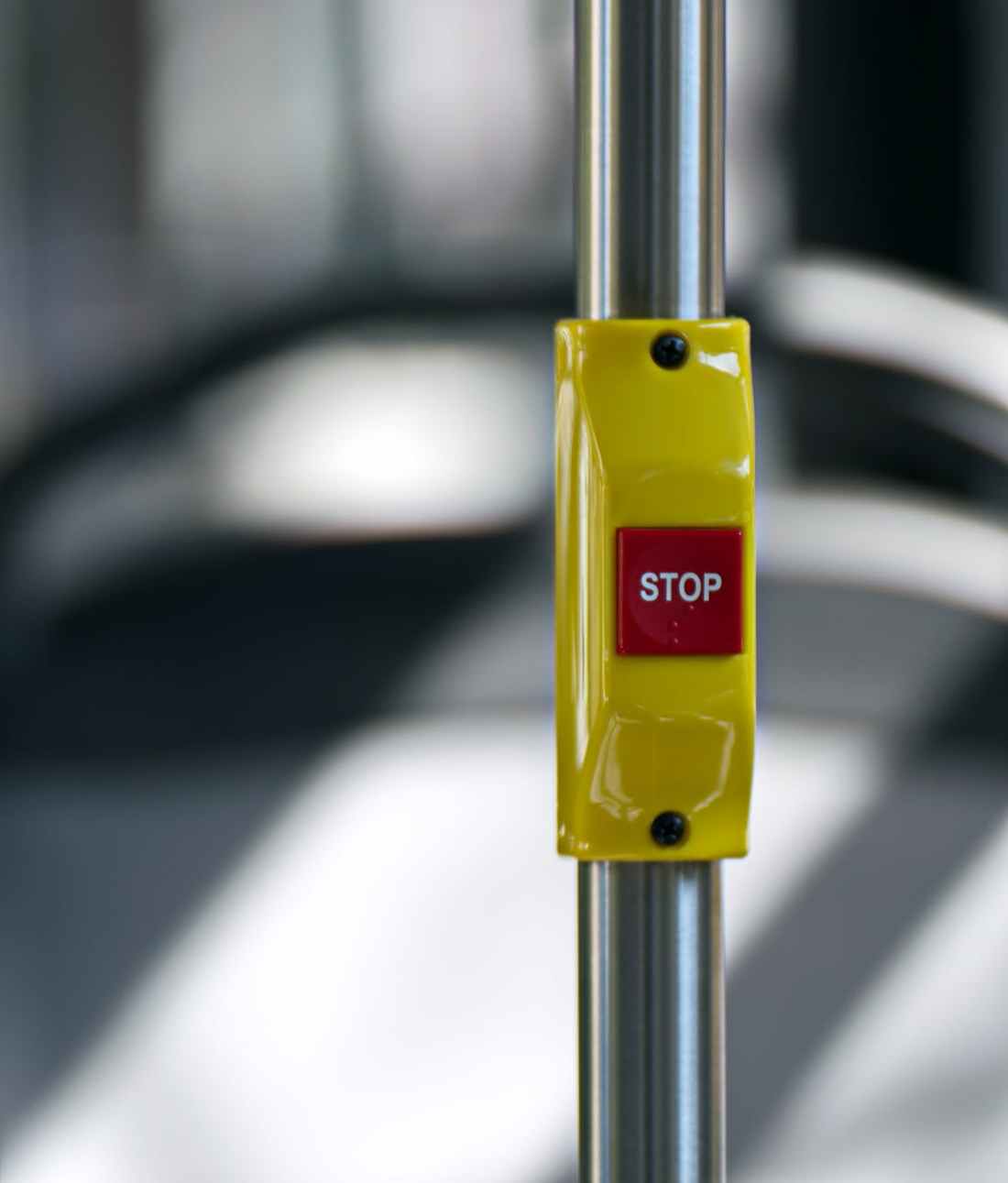 yellow and red stop button